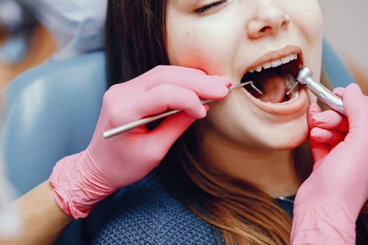 beautiful girl sitting dentist s office 1157 19475