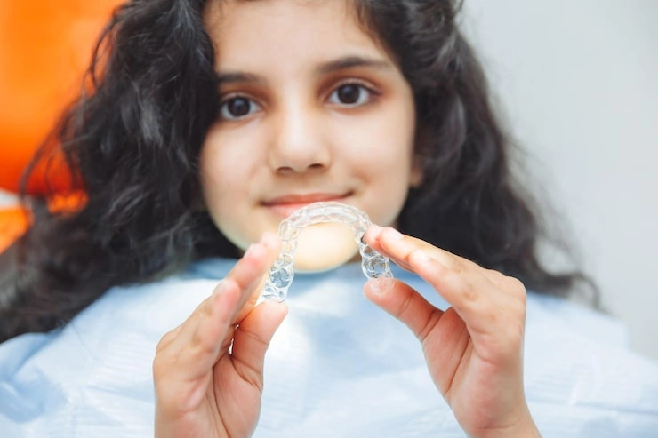 teen girl holding braces dentist puts braces girl dental care orthodontic concept 132375 12544